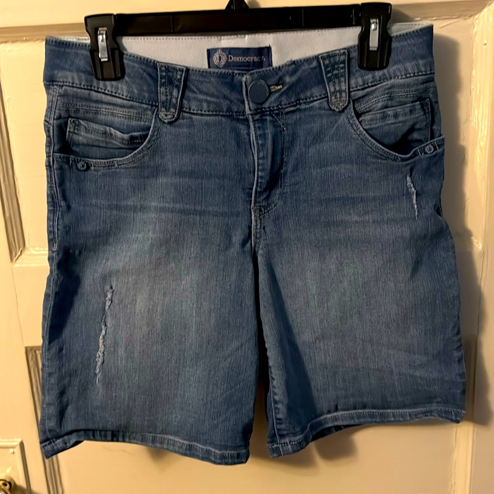 Democracy Dark Wash Ab Solution Tummy Control Denim Bermuda Shorts